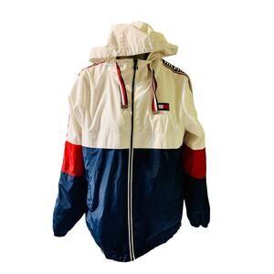 Vintage 90s Tommy Hilfiger Windbreaker Jacket Size S Full Zip Color Block
